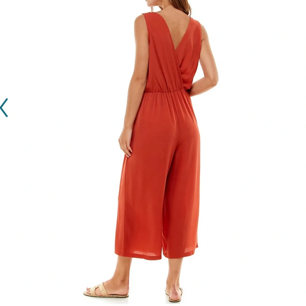 NWT Lily Rose V-Neck Knotted Front Jumpsuit Blue Size Juniors S - Picture 3 of 3